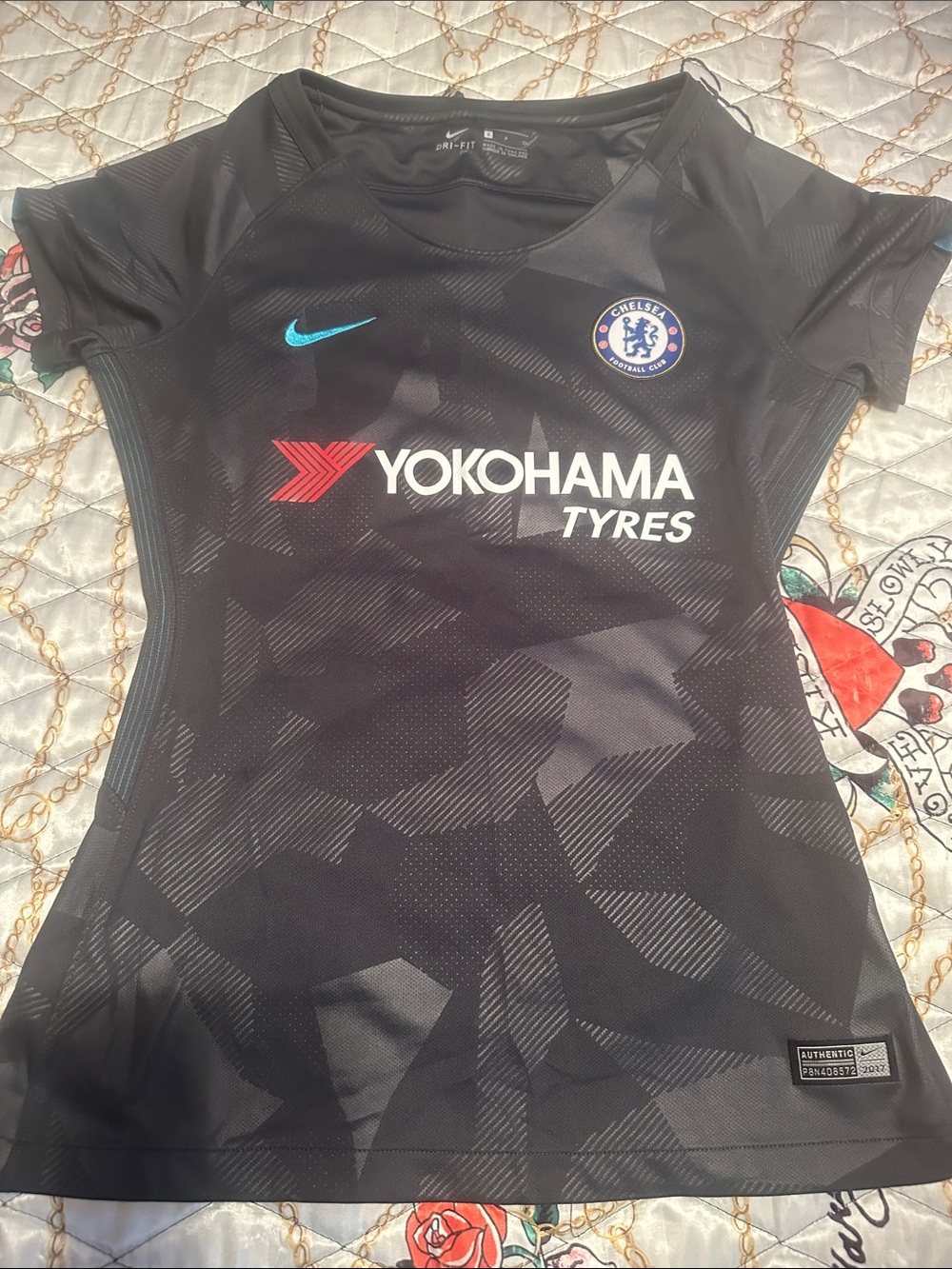 Nike Chelsea FC Women's Black Dri-FIT Jersey with Yokohama Sponsor